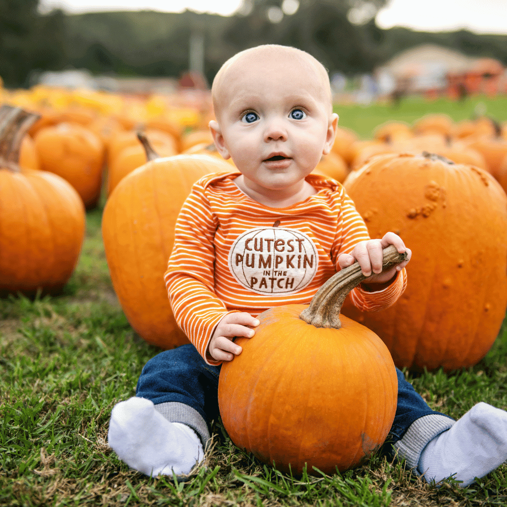 Baby in pumpkin patch!